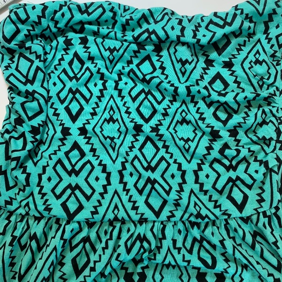 Iris Aqua & Black Aztec Print Strapless Maxi Dress - Picture 5 of 7